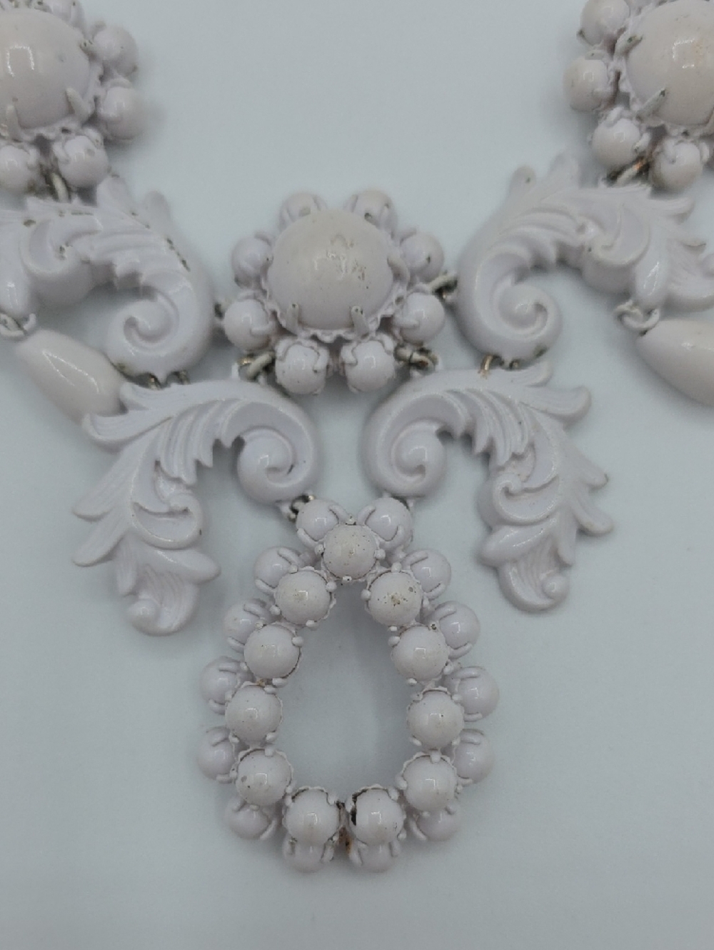 J. Crew White Floral Bib Necklace with Gold Chain - Picture 3 of 11